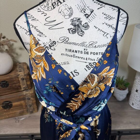 Hello Molly Falling In Style Floral Midi Dress Waist Tie Size 6 High Low Wedding - Picture 3 of 11